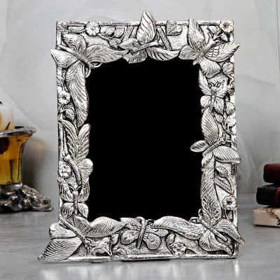 Butterfly White Metal Photo Frame