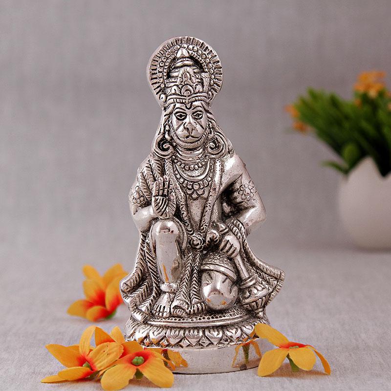 Lord Hanuman Idol in White Metal - Giftteens-Buy Gifts Online