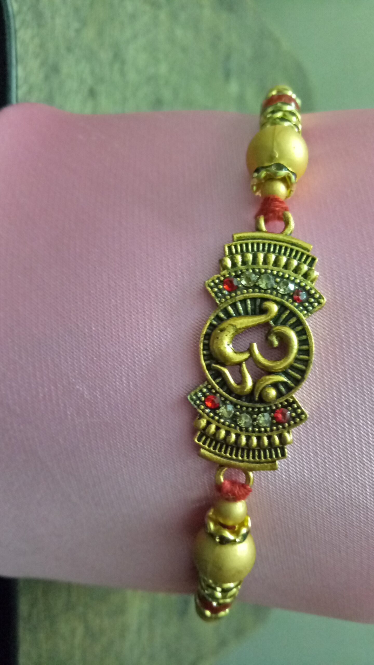 Om Designer Rakhi with Beads - Image 3