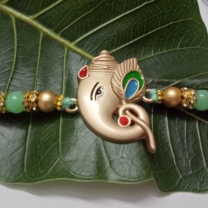 Ganesha with Peackok Fur Rakhi