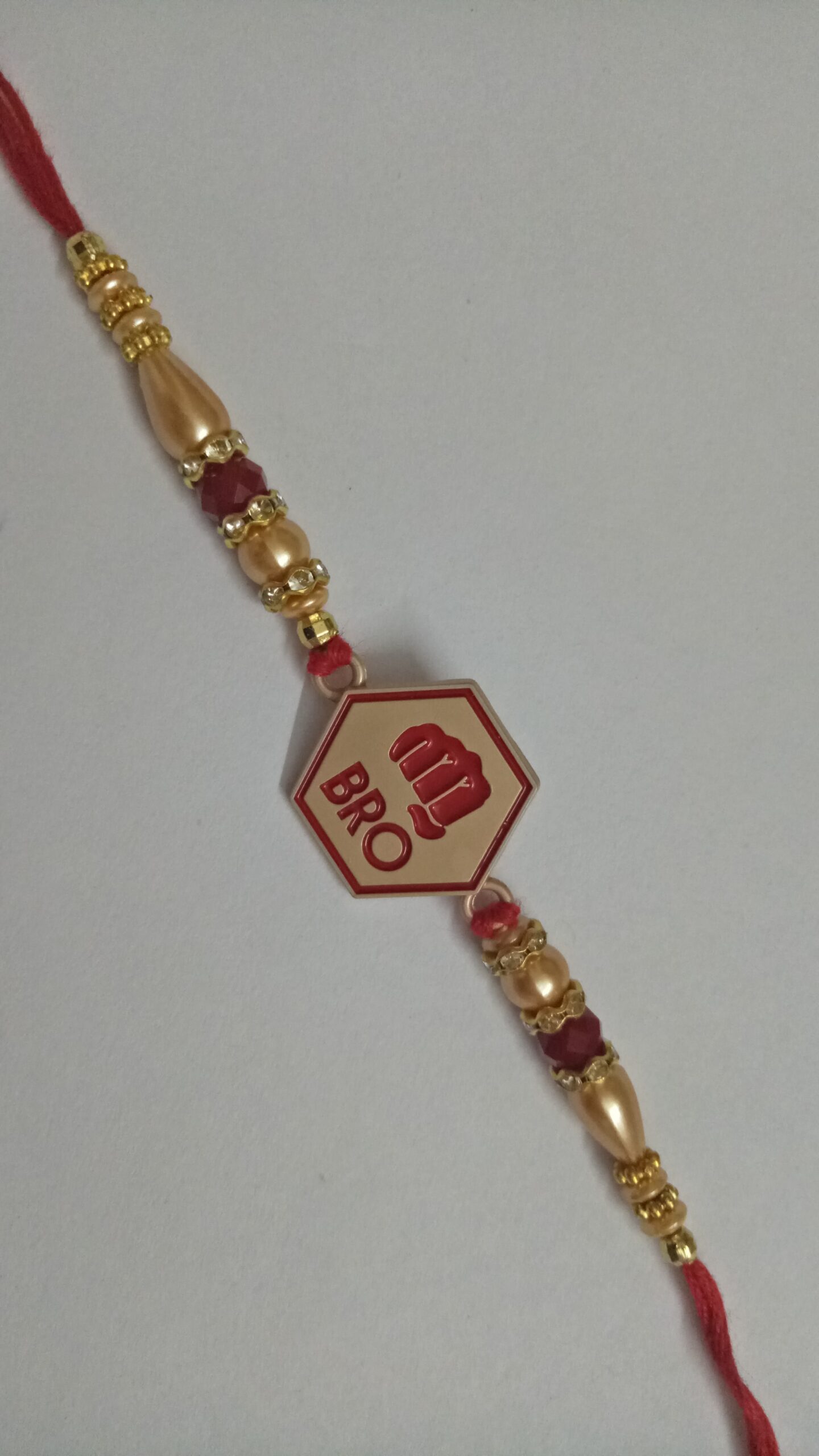 Metallic Bro Rakhi with Roli, chandan, rice & Misri - Image 3